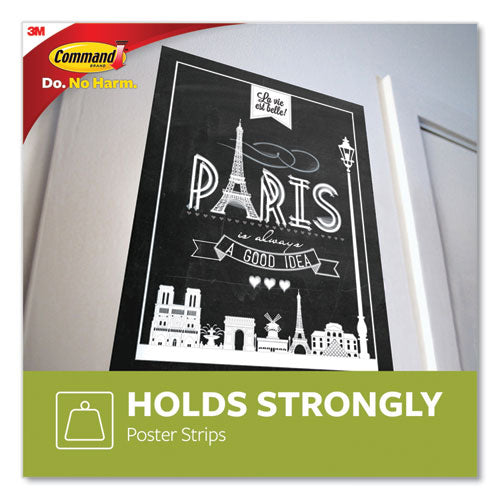 Image of Command Poster Strips, Removable, Holds Up To 1 Lb Per Pair, Small, 0.63 X 1.75, White, 104/pack
