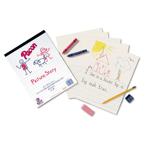 Image of Pacon® Multi-Program Picture Story Paper, 16 Lb, 5/8" Long Rule, One-Sided, 9 X 12, 500/pack