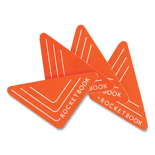 Image of Rocketbook Beacons Smart Stickers for Whiteboards, Reusable Triangles, 2.5" x 2.5", Fluorescent Orange, 4 Pieces