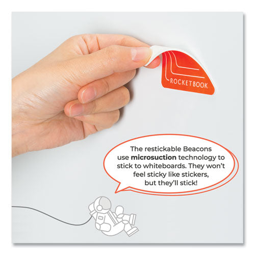 Image of Rocketbook Beacons Smart Stickers for Whiteboards, Reusable Triangles, 2.5" x 2.5", Fluorescent Orange, 4 Pieces