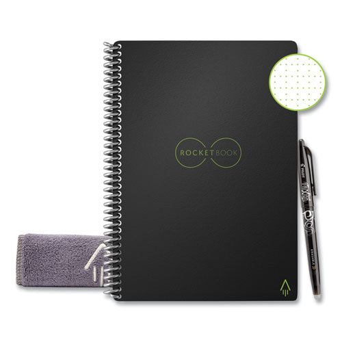 Image of Rocketbook Core Smart Notebook, Dotted Rule (4 sq/in), Black Cover, (18) 8.8 x 6 Sheets