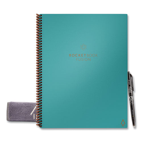 Image of Rocketbook Fusion Smart Notebook, Seven Assorted Page Formats, Teal Cover, (21) 11 x 8.5 Sheets