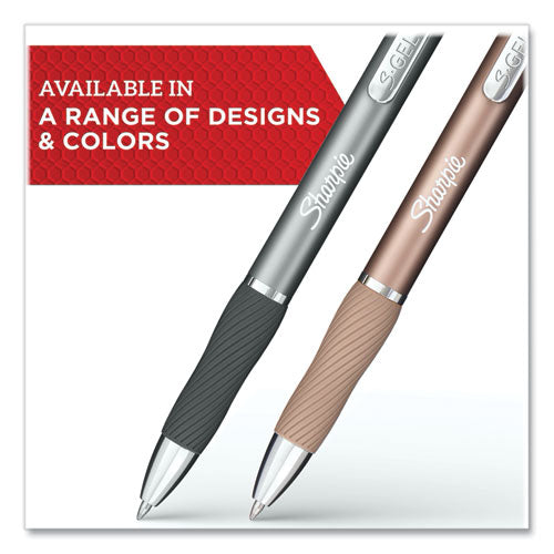 Image of Sharpie® S-Gel S-Gel Premium Metal Barrel Gel Pen, Retractable, Medium 0.7 Mm, Black Ink, Champagne Barrel, 2/pack