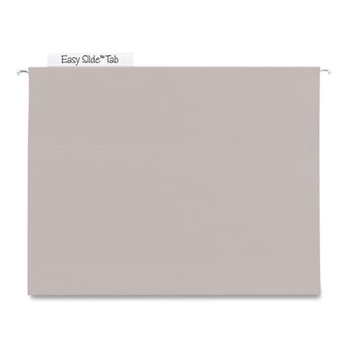 Image of Smead TUFF Extra Capacity Hanging File Folders with Easy Slide Tabs, 4" Capacity, Letter, 1/3-Cut Tabs, Steel Gray, 18/Box