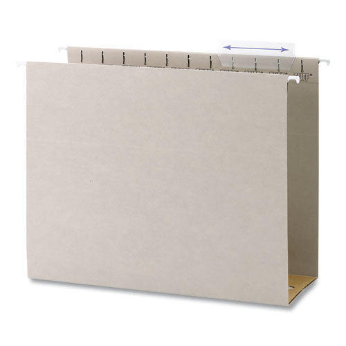 Image of Smead TUFF Extra Capacity Hanging File Folders with Easy Slide Tabs, 4" Capacity, Letter, 1/3-Cut Tabs, Steel Gray, 18/Box