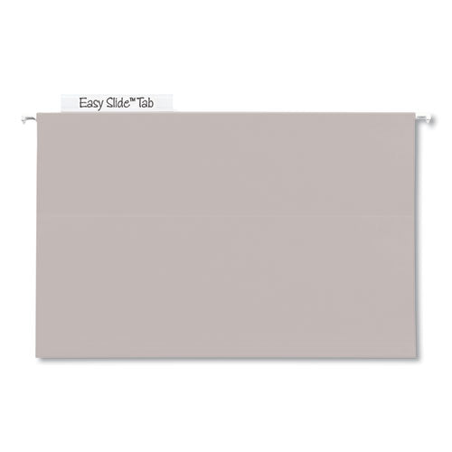 Image of Smead TUFF Extra Capacity Hanging File Folders with Easy Slide Tabs, 4" Capacity, Legal, 1/3-Cut Tabs, Steel Gray, 18/Box