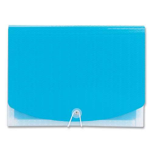 Image of Smead Poly Expanding Folders, 12 Sections, Cord/Hook Closure, 1/6-Cut Tabs, Letter Size, Teal/Clear