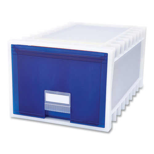 Image of Storex Archive Storage Drawers, Letter/legal Files, 15.3" X 24.25" X 11.38", Blue/white