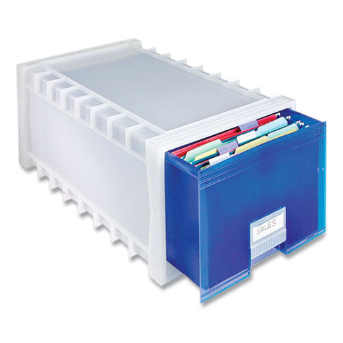 Image of Storex Archive Storage Drawers, Letter/legal Files, 15.3" X 24.25" X 11.38", Blue/white