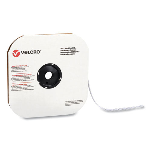 Image of VELCRO® Brand Sticky-Back Fasteners, Loop Side, 0.5" dia, White, 1,440/Carton