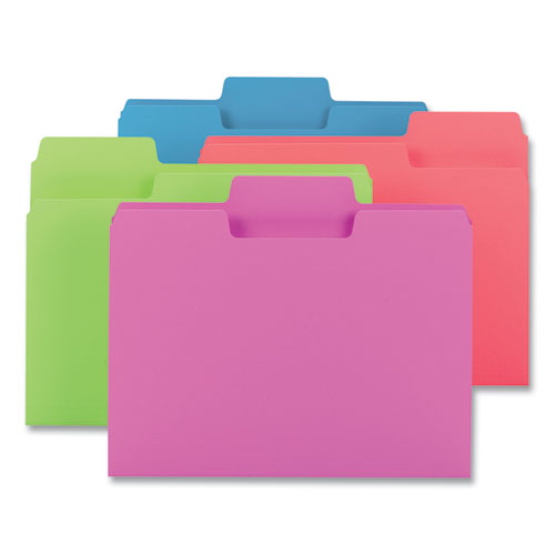 Image of Smead SuperTab Colored File Folders, 1/3-Cut Tabs: Assorted, Letter Size, 0.75" Expansion, 11-pt Stock, Assorted Colors, 24/Pack