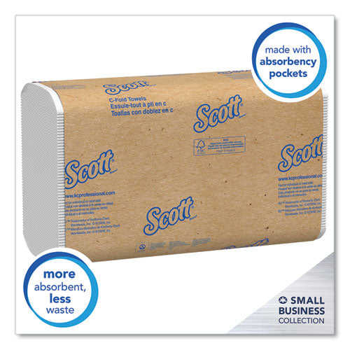 Image of Scott® Essential C-Fold Towels for Business, Convenience Pack, 1-Ply, 10.13 x 13.15, White, 200/Pack, 9 Packs/Carton