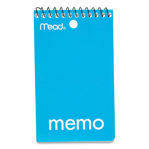 Image of Mead® Wirebound Memo Pad With Wall-Hanger Eyelet, Medium/college Rule, Randomly Assorted Cover Colors, 60 White 3 X 5 Sheets