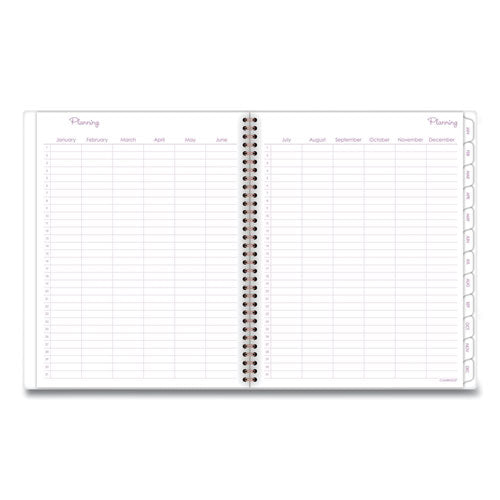 Image of Cambridge® Mina Weekly/Monthly Planner, Floral Artwork, 11 x 8.5, White/Violet/Peach Cover, 12-Month (Jan to Dec): 2025