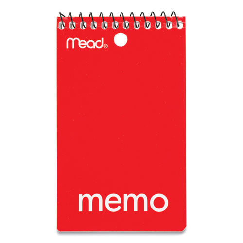 Image of Mead® Wirebound Memo Pad With Wall-Hanger Eyelet, Medium/college Rule, Randomly Assorted Cover Colors, 60 White 3 X 5 Sheets