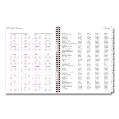 Image of Cambridge® Mina Weekly/Monthly Planner, Floral Artwork, 11 x 8.5, White/Violet/Peach Cover, 12-Month (Jan to Dec): 2025