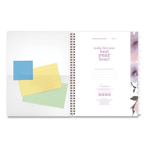 Image of Cambridge® Mina Weekly/Monthly Planner, Floral Artwork, 11 x 8.5, White/Violet/Peach Cover, 12-Month (Jan to Dec): 2025