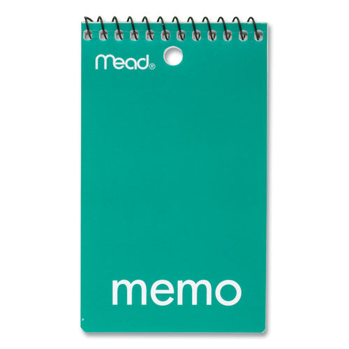 Image of Mead® Wirebound Memo Pad With Wall-Hanger Eyelet, Medium/college Rule, Randomly Assorted Cover Colors, 60 White 3 X 5 Sheets