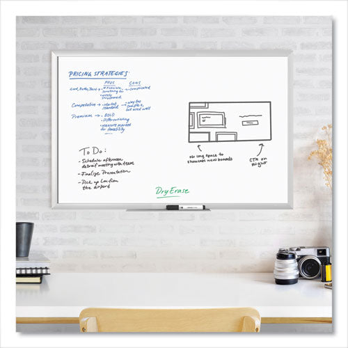 Image of U Brands Melamine Dry Erase Board, 36" x 24" (Actual Size: 35" x 23"), White Surface, Satin Aluminum Frame