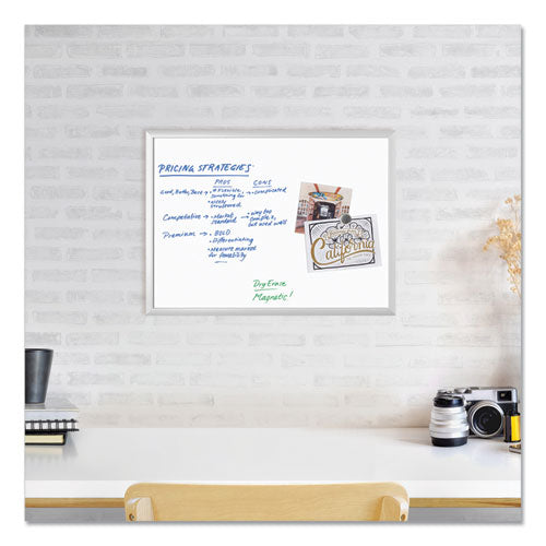 Image of U Brands Magnetic Dry Erase Board with Aluminum Frame, 24" x 18" (Actual Size: 23" x 17"), White Surface, Satin Aluminum Frame
