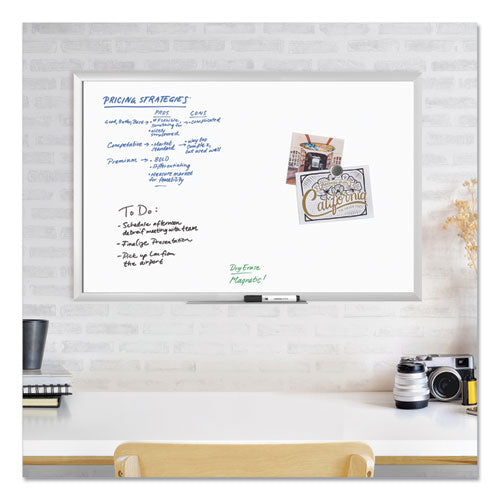Image of U Brands Magnetic Dry Erase Board with Aluminum Frame, 36" x 24" (Actual Size: 35" x 23"), White Surface, Satin Aluminum Frame