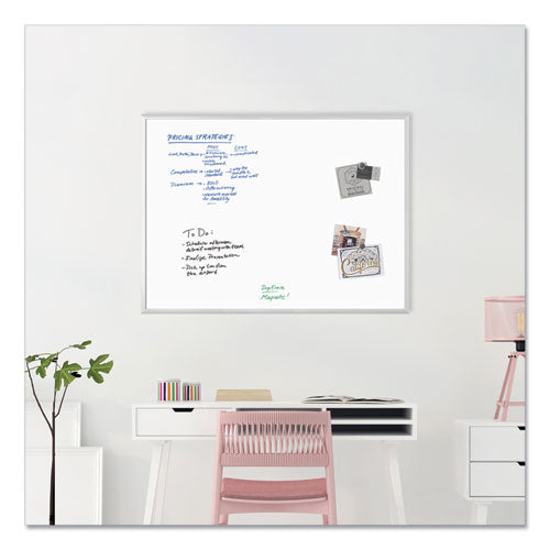 Image of U Brands Magnetic Dry Erase Board with Aluminum Frame, 48" x 36" (Actual Size: 47" x 35"), White Surface, Satin Aluminum Frame