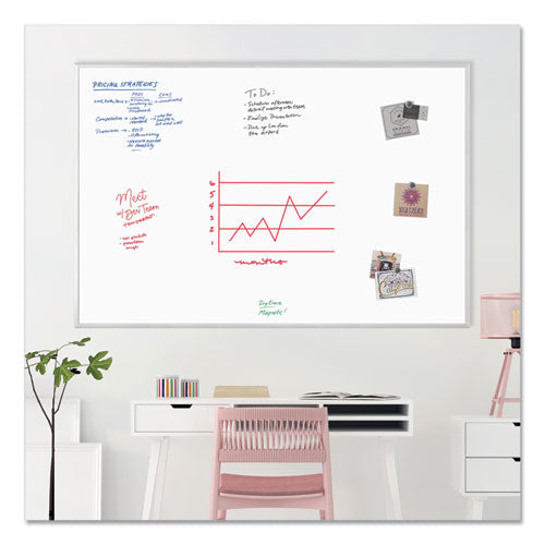 Image of U Brands Magnetic Dry Erase Board with Aluminum Frame, 72" x 48" (Actual Size: 70" x 47"), White Surface, Satin Aluminum Frame