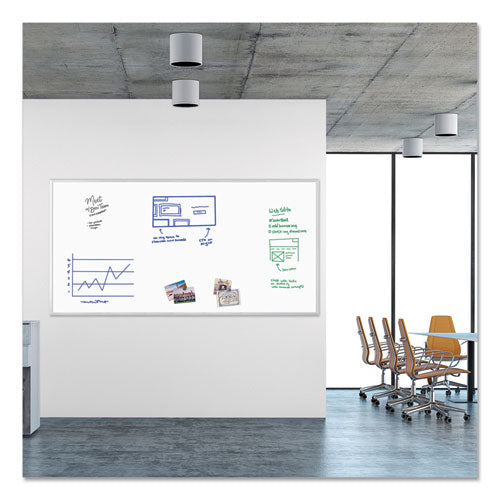 Image of U Brands Magnetic Dry Erase Board with Aluminum Frame, (Actual Size: 95" x 47"), White Surface, Satin Aluminum Frame