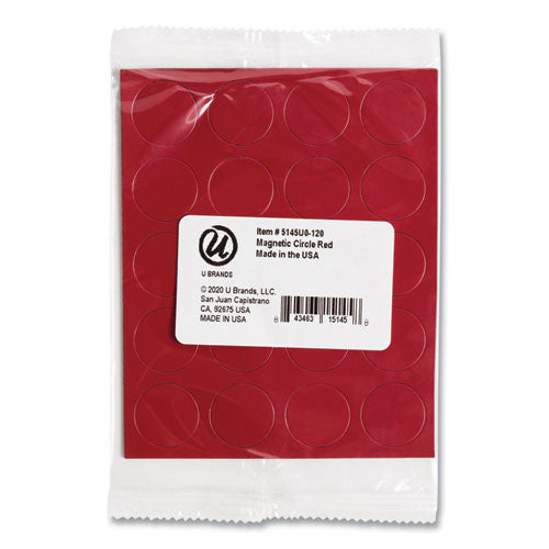 Image of U Brands Heavy-Duty Board Magnets, Circles, 0.75" Diameter, Red, 20/Pack