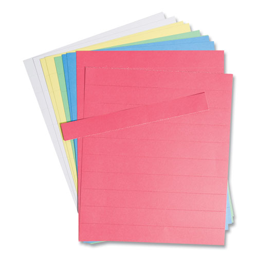 Image of U Brands Data Card Replacement Sheet, 8.5 x 11 Sheets, Perforated at 1", Assorted, 10/Pack