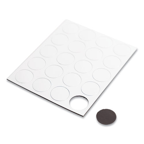 Image of U Brands Heavy-Duty Board Magnets, Circles, 0.75" Diameter, White, 20/Pack