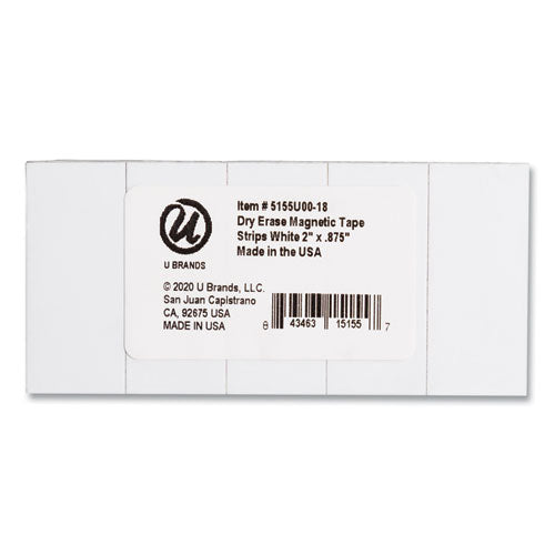 Image of U Brands Dry Erase Magnetic Tape Strips, 2" X 0.88", White, 25/pack