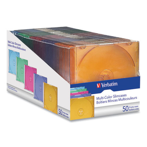 Image of Verbatim® Cd/dvd Slim Case, Assorted Colors, 50/pack