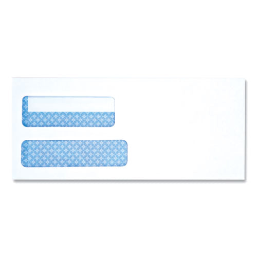 Image of Universal® Double Window Business Envelope, #10, Square Flap, Self-Adhesive Closure, 4.13 x 9.5, White, 500/Box