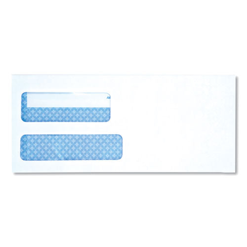 Image of Universal® Double Window Business Envelope, #9, Square Flap, Self-Adhesive Closure, 3.88 x 8.88, White, 500/Box