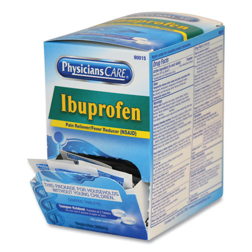 Image of PhysiciansCare® Ibuprofen Medication, Two-Pack, 50 Packs/Box
