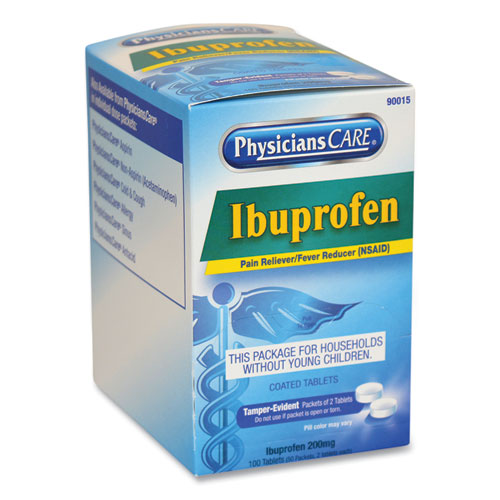 Image of PhysiciansCare® Ibuprofen Medication, Two-Pack, 50 Packs/Box