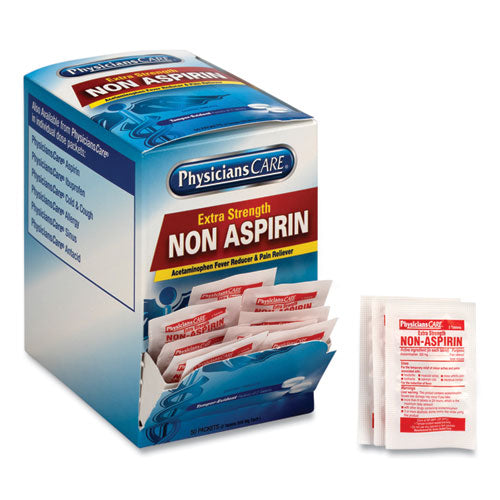 Image of PhysiciansCare® Non Aspirin Acetaminophen Medication, Two-Pack, 50 Packs/box