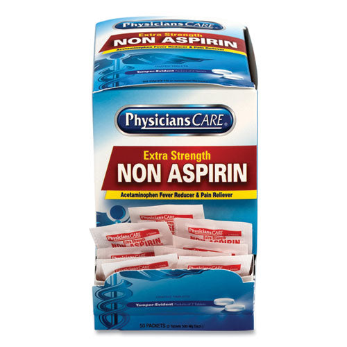 Image of PhysiciansCare® Non Aspirin Acetaminophen Medication, Two-Pack, 50 Packs/box