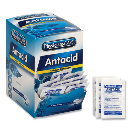 Image of PhysiciansCare® Antacid Calcium Carbonate Medication, Two-Pack, 50 Packs/box