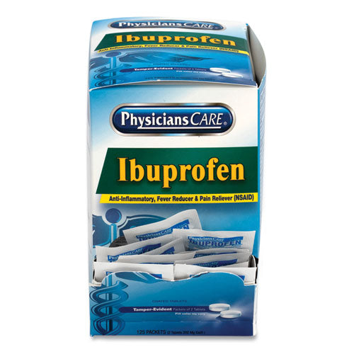 Image of PhysiciansCare® Ibuprofen Pain Reliever, Two-Pack, 125 Packs/box