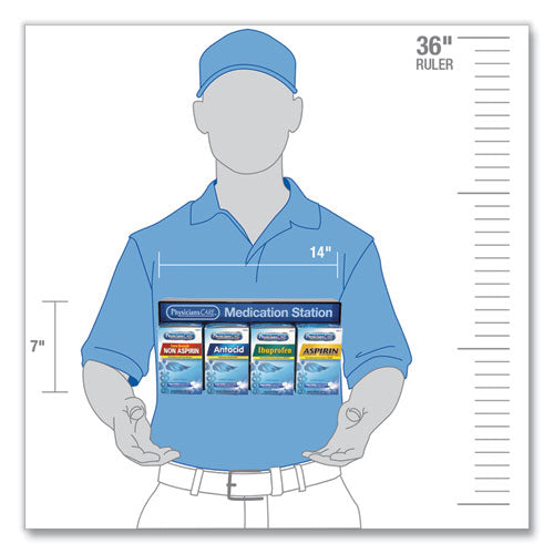 Image of PhysiciansCare® Medication Station, Aspirin, Ibuprofen, Non Aspirin Pain Reliever, Antacid