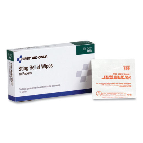 Image of PhysiciansCare® by First Aid Only® First Aid Sting Relief Pads, 10/box