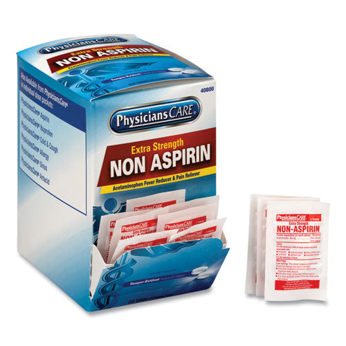 Image of PhysiciansCare® Pain Relievers/Medicines, XStrength Non-Aspirin Acetaminophen, 2/Packet, 125 Packets/Box