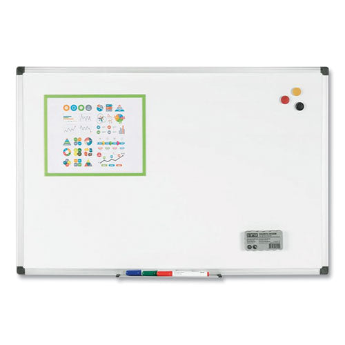 Image of MasterVision® Porcelain Value Dry Erase Board, 36" x 48", White Surface, Satin Aluminum Frame