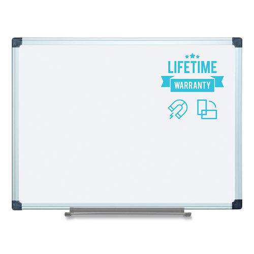 Image of MasterVision® Porcelain Value Dry Erase Board, 48" x 96", White Surface, Satin Aluminum Frame