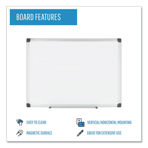 Image of MasterVision® Porcelain Value Dry Erase Board, 48" x 96", White Surface, Satin Aluminum Frame