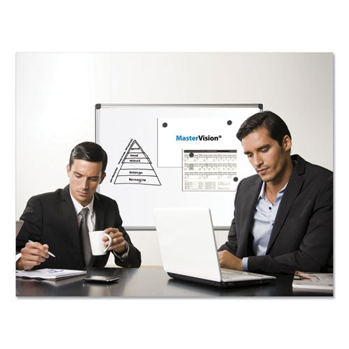Image of MasterVision® Porcelain Value Dry Erase Board, 48" x 96", White Surface, Satin Aluminum Frame