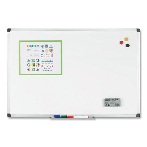 Image of MasterVision® Porcelain Value Dry Erase Board, 48" x 96", White Surface, Satin Aluminum Frame