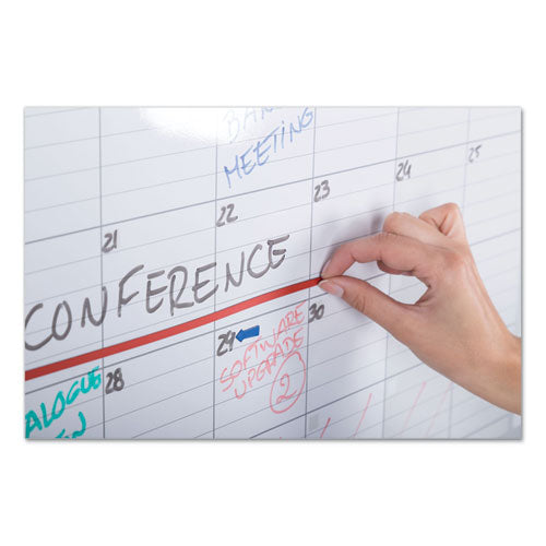 Image of MasterVision® Magnetic Dry Erase Calendar Board, Monthly Planning/Scheduling, 36" x 24", White Surface, Satin Aluminum Frame